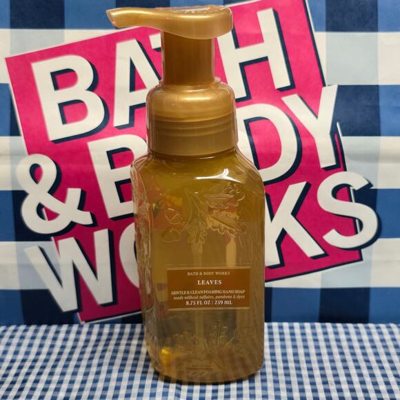 BBW Leaves Gentle & Clean Foaming Hand Soap Decorative Autumn Fall Dispenser - Picture 1 of 2